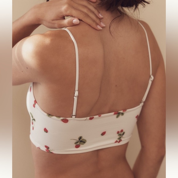 NWT Anthropologie: White Crop Top with Peach Print: Size L/XL - Picture 7 of 7